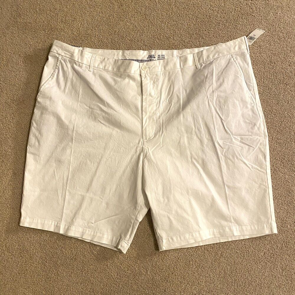 IZOD Saltwater Men’s Big & Tall Chino Shorts 52W White Stretch 10.5” NWT